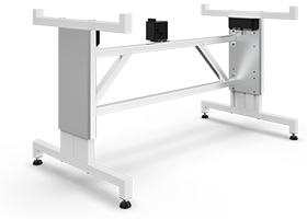 Base frame with electric height adjustment